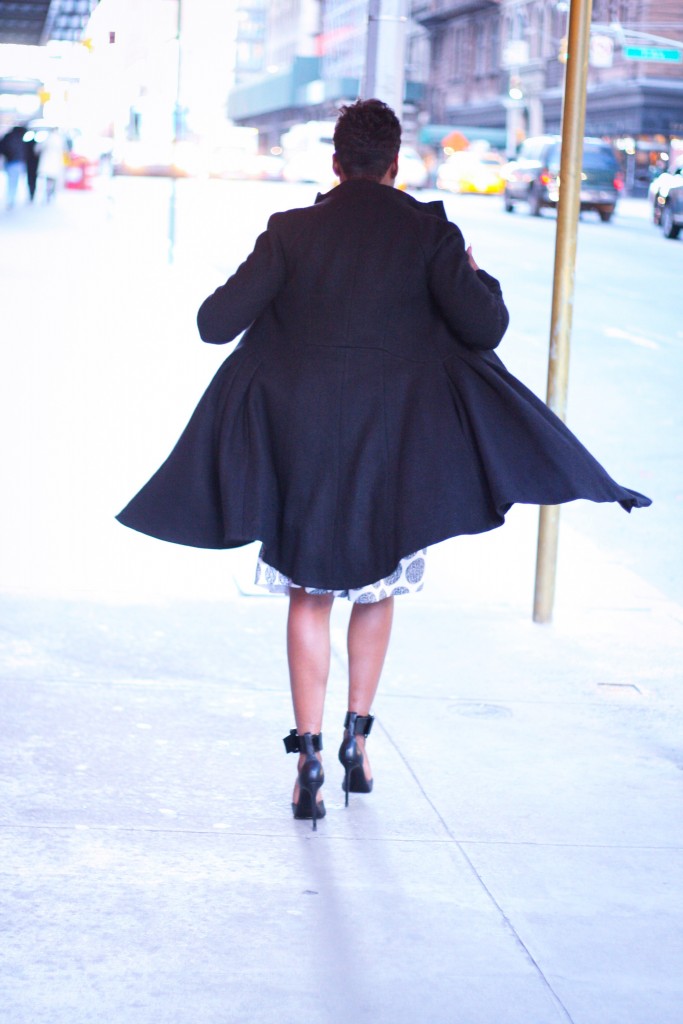 galentines day outfit black wool coat winter style