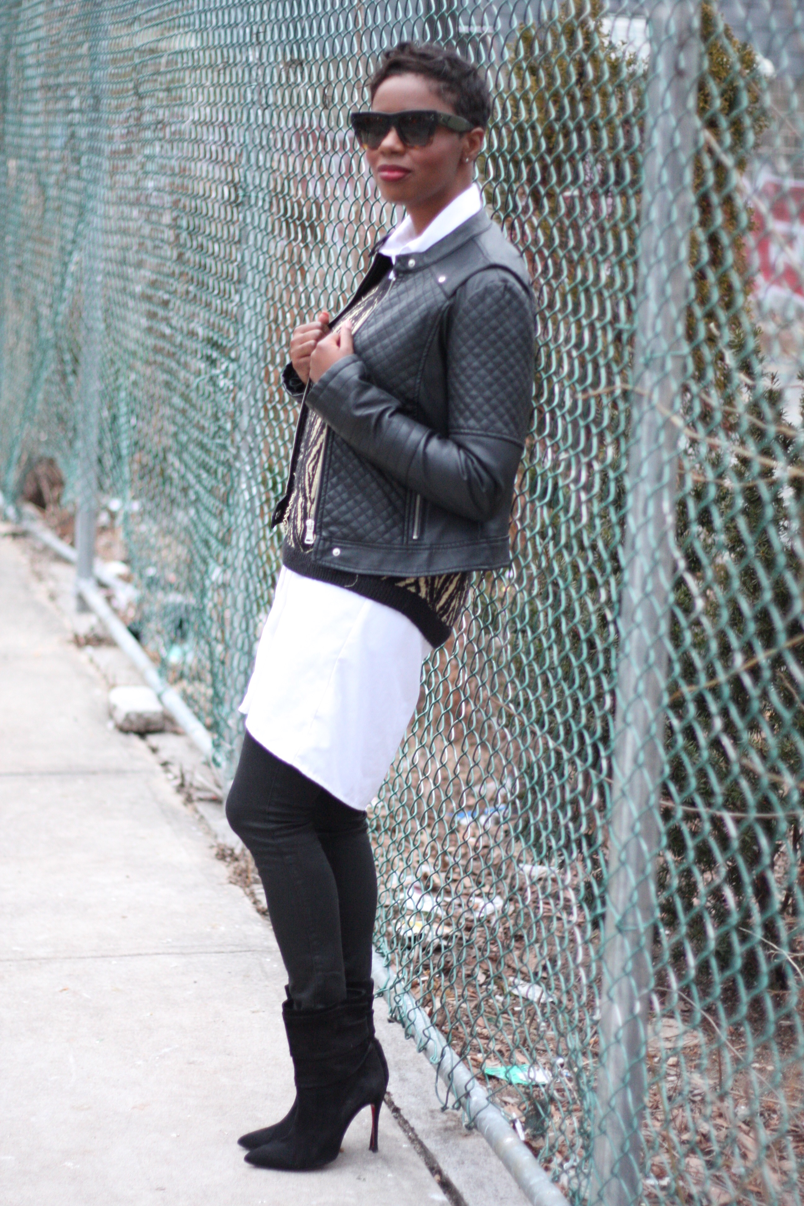 Leather Jacket Shirt Dress Layers NYC Style Blogger